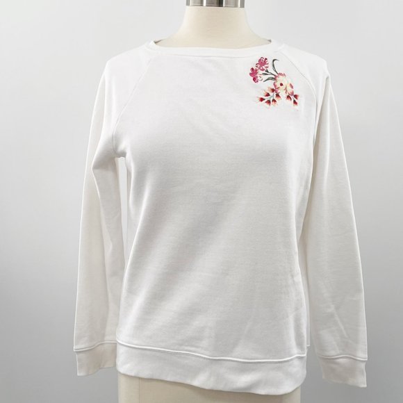 Betsey Johnson Womens White Embroidered Sweatshirt Size Medium M - Picture 2 of 8